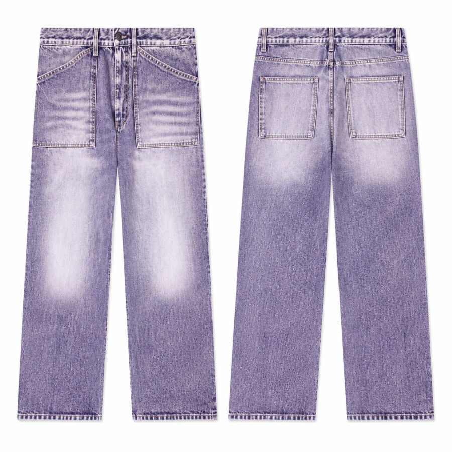 Lavender Utility Patch Jeans in Stonewashed Wash