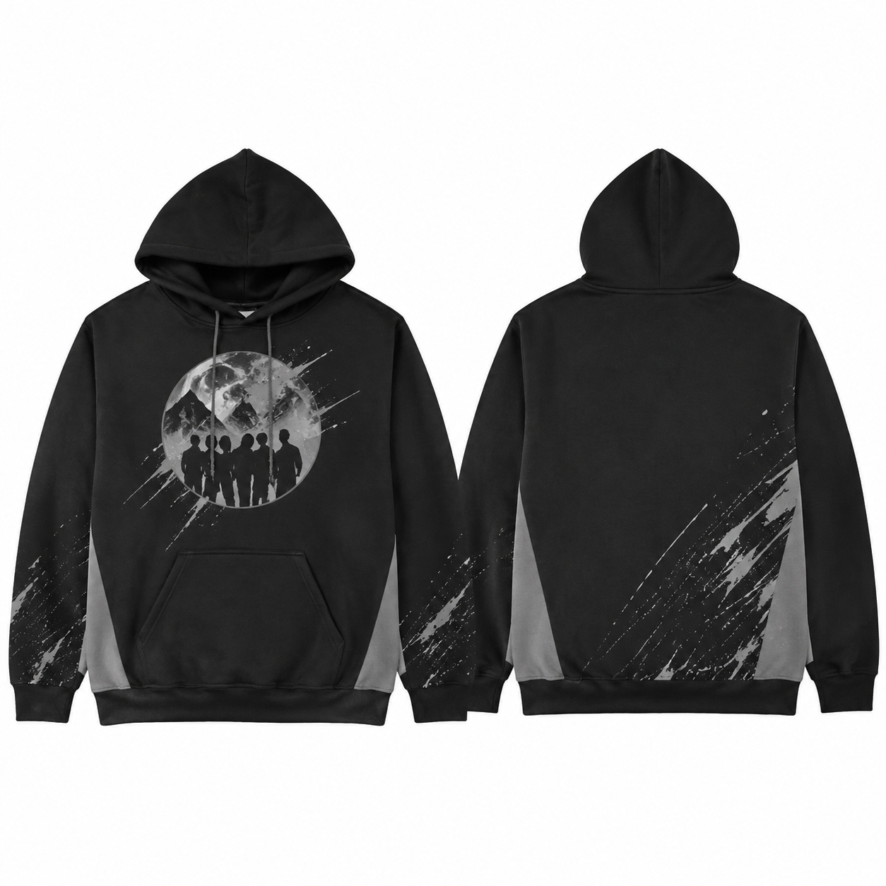 Black Mountain Graphic Hoodie with Grey Splatter