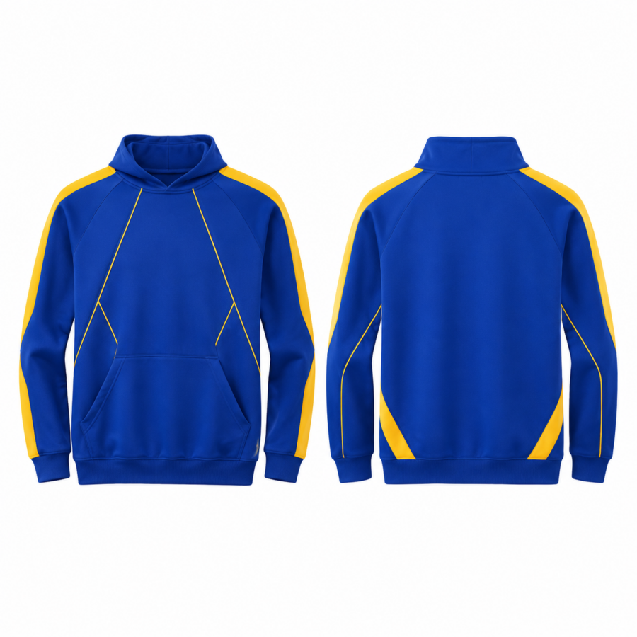Royal Blue Hoodie with Yellow Shoulder Panels