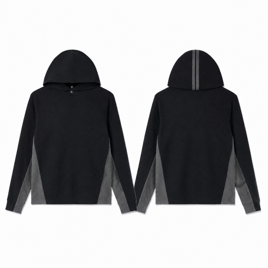 Black and Grey Color-Block Crewneck Sweater