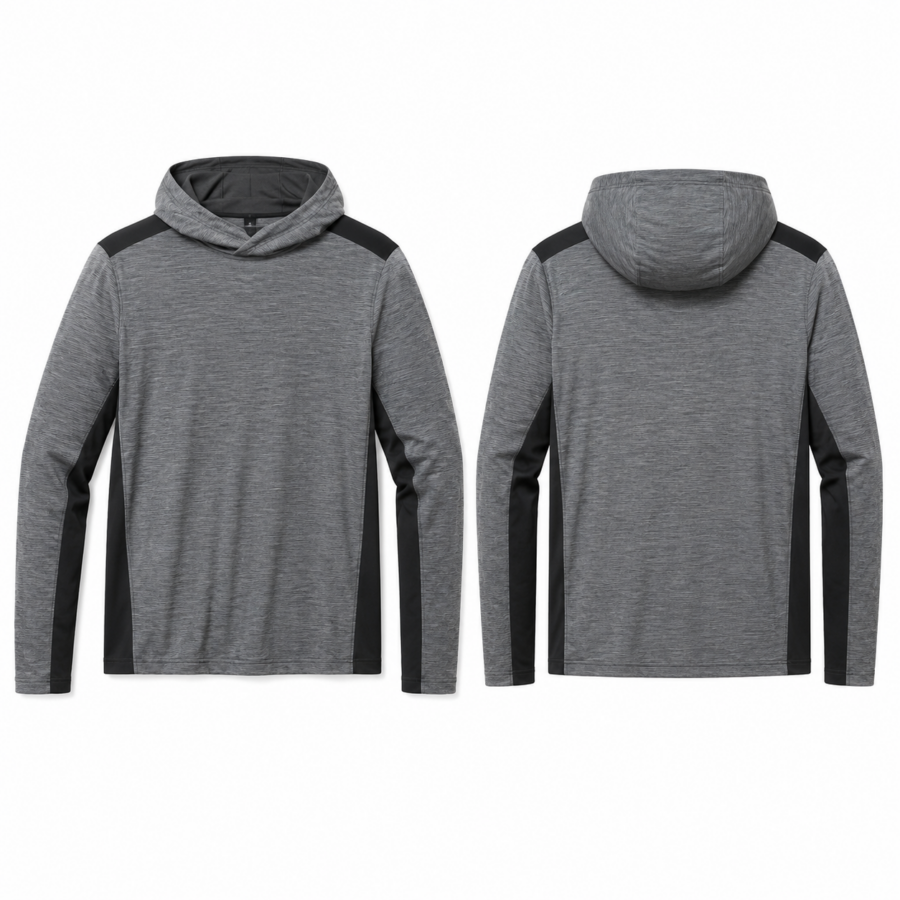 Grey and Black Panel Crewneck Sweater