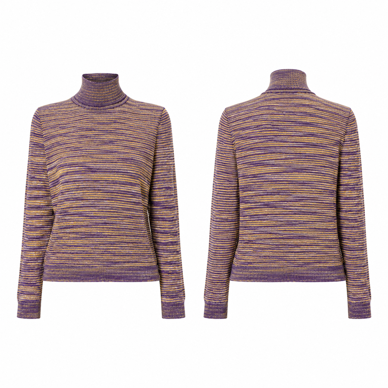Purple and Gold Space-Dye Turtleneck Knit
