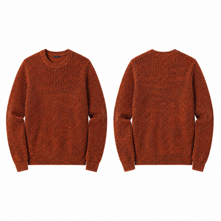 Burnt Orange Heathered Rib Crewneck Sweater